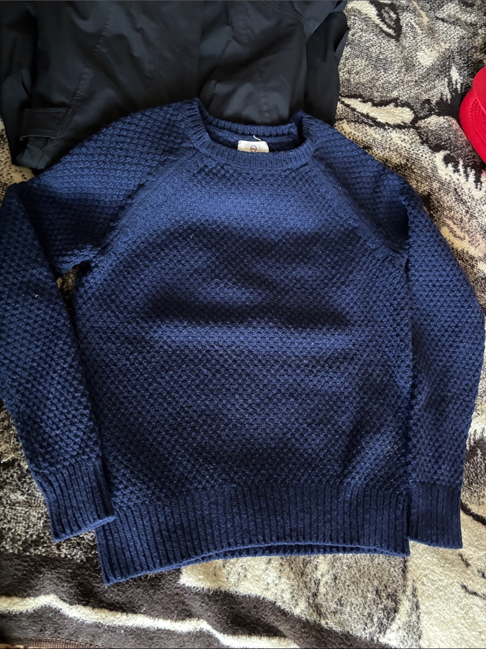 Ag Adriano Goldschmmied Women's Textured Navy Crewneck Sweater